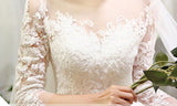 Fashion Classic Wedding Dress 2023 New Lace Three Quarter Sleeve O-Neck Elegant Plus size Vestido De Noiva Korean Bride Gown