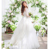 Fashion Classic Wedding Dress 2023 New Lace Three Quarter Sleeve O-Neck Elegant Plus size Vestido De Noiva Korean Bride Gown