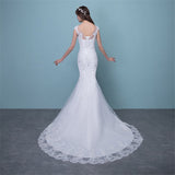 Novias Illusion Sexy Mermaid Wedding Dress New Style Korean Lace Appliques Sequined Fishtail Bride Princess estidos de noiva