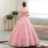 Off The Shoulder Quinceanera Dresses Shining Beading Ball Gown Prom Dress Plus Size Pink Quinceanera Dresses