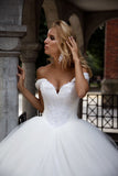 the Shoulder A Line Wedding Dresses Tulle Sweetheart Lace Up Vestido De Noiva Lace Appliques Bridal Gown Court Train