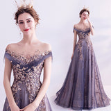New Banquet Elegant Evening Dress Scoop Sequins Appliques Floor-length Long Prom Formal Gown Vestidos De Noche