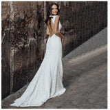 Wedding Dress 2023 V Neck Lace Sexy Boho Bridal Dresses Custom Made Backless Mermaid Wedding Gowns Vestidos de novia