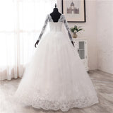 Spring Lace Appliques Wedding Dresses Long Sleeve Vestidos De Novia 2023 White V-Neck Princess Bride Wedding Gowns Plus Size