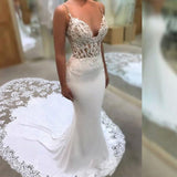 Sexy Backless Mermaid Wedding Dresses Sweetheart See Through Lace Bridal Gown Cathedral Bridal Dress suknia ślubna