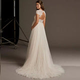 Wedding Dress Pregnant Woman Open Back V-Neck Elegant Plus Size Bridal Gown Cap Sleeve Lace Tulle robe de mariée Custom