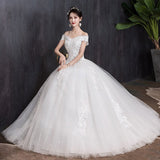 The Shoulder Wedding Dress 2023 light Appliques Pearls Lace Fashion Wholesale Cheap Simple Bride Dress Vestidos De Novia