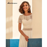 Boho Wedding Dress Plus Size Chiffon Beach Wedding Gown Lace Backless Sweep Train Bridal Gowns Boho Robe de mariee 2023 new