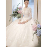 Wedding Dress 2023 Long Sleeve New Winter V-neck Flower Ball Gown Princess Wedding Dresses Vestido De Noiva