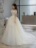 Off The Shoulder Light Wedding Dress 2023 New Bridal Dress Ball Gown Tulle Wedding Dress