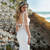 wedding Dresses Mermaid O-Neck Lace Appliques Wedding Gown Boho Bride Dress vestidos de novia estilo sirena