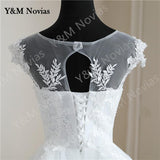 Spring Lace Appliques Pearls Wedding Dresses Sleeveless Vestidos De Novia White O-neck Princess Bride Wedding Gown Plus Size