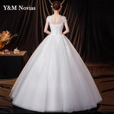 Ball Gown Sweetheart Off White Ivory Tulle Bridal Dress For Wedding Dresses with Sleeve 2023 Pearls Marriage Customer Made