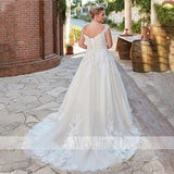 Ladies Plus Size Dubai Arabian Lace Appliqué Wedding Dress Sweeping Train Sexy V Neck Custom Bridal Dress 2023 Robe فستان