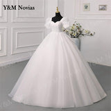 Novias Chiffon white Wedding Dress 2023 New Short Sleeve Sexy Sweetheart Bride Dress Princess Bride Ball Gowns costom color