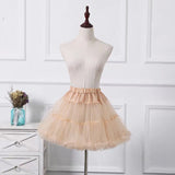 Women Girls Ruffled Short Petticoat Solid White Color Fluffy Bubble Tutu Skirt Puffy Half Slip Prom Crinoline Underskirt