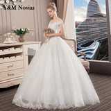 De Noiva 2023 Wedding Dress Custom Made Plus Size Free Shipping Vintage Boat Neck Bridal Gowns White Lace Appliques