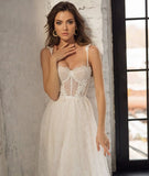Spaghetti Straps Lace Appliques Boho Wedding Dress 2023 Corset Closure Elegant Sweetheart A-Line Bridal Gowns 925