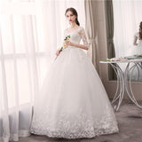 Sleeve Lace Wedding Dress New Lace Up Ball Gown Princess Luxury Appliques Wedding Dresses Vestido De Noiva