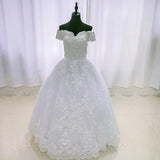 Novias New Off the Shoulder Vestido De Noiva White Ivory Plus Size Wedding Dresses Luxury Lace CRYSTAL Edge For Brides Gowns