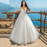 Luxury Sweetheart Collar Sleeveless Floral Appliques A-Line Wedding Dress For Bride Ball Gown Lace Up Boho Vestido De Novia