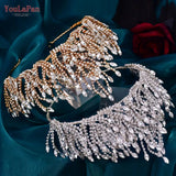 HP374 Golden Wedding Crown Crystal Bridal Tiara Women Headband Bride Hair Accessories Pageant Headdress Luxury Headwear