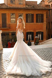 Sweetheart Neck Mermaid Wedding Dresses Sleeveless Lace Appliques Sweep Train Bridal Gowns Vestidos De Noiva