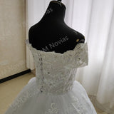 Novias New Off the Shoulder Vestido De Noiva White Ivory Plus Size Wedding Dresses Luxury Lace CRYSTAL Edge For Brides Gowns