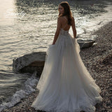Wedding Dress Organza With Embroidery Lace Backless Slit A Line Bride Dress V-neck Sexy Sleeveless Gowns Vestido De Novia