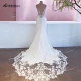 Mariage Boheme Chic Lace Mermaid Wedding Dress 2023 Elegant Bridal Country Lace Appliques Satin Bridal Gown robe de mariée