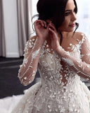 Detachable 2 In 1 Mermaid Wedding Dress Heavy Industry Embroidery Lace Bead 0-neck Full Sleeve Gown Robe De Mariee 912