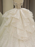 New Off The Shoulder Wedding Dress Lace Up Luxury Bridal Ball Gown Vestido De Noiva Sweep Large Train Plus Size Made Custom