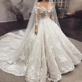Luxury Wedding Gowns Ivory Women Sexy Sweetheart V-neck Lace Applique Long Sleeve A Series Bridal Dresses Party Robe 2023 925
