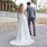 Elegant Chiffon Wedding Dresses For Women Illusion Full Sleeves Bridal Gown Sexy Backless A-Line vestidos de novia