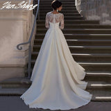 Elegant Long Sleeves Wedding Dress 2023 A-Line For Bride Boho Bride Gown Lace Appliques Zipper Vestidos De Noiva