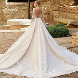 Mermaid Detachable 2 In 1 Wedding Dress Embroidered Lace On Net With O-neck Full Sleeve Vintage Gowns Vestido De Novia