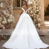 Detachable 2 In 1 Wedding Dress Embroidered Lace On Net With Train V-neck Sleeveless Vintage Bride Gowns Vestido De Novia
