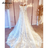 Lace Flowers Boho Wedding Dress For Women 2023 Vestido Civil Bridal Church Wedding Gowns Custom Made suknie slubne