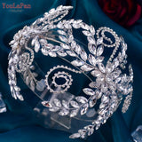 HP443 Bridal Headpiece Flower Bride Crown Wedding Hair Accessories Crystal Bridal Headdress for Pageant Party Headwear