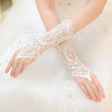 New Lace Bride Wedding Gloves High-end Hand Sewn Diamond Finger Wedding Gloves Wedding Accessories Mariage