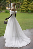 Sale Sweetheart Tulle Wedding Dresses Off the Shoulder With Bow Open Back Bridal Gown Vestido De Novia