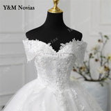 Novias Off Shoulder Plus Size Vestido De Noiva 2023 Wedding Dress Long Train or Floor Appliqes Pearls Bridal Tulle Mariage