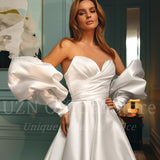 Elegant A-Line Wedding Dresses 2023 Sweetheart Satin Princess Bridal Gowns Boho Beach Evening Wedding Ball Gowns Custom Size