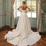 White A-Line Wedding Dresses Elegant Sweertheart High Split Satin Bridal Gowns Boho Beach Princess Wedding Gowns Custom Size