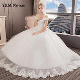 De Noiva 2023 Wedding Dress Custom Made Plus Size Free Shipping Vintage Boat Neck Bridal Gowns White Lace Appliques