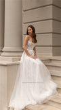 O-Neck A-line Wedding Dresses Puff Sleeve Flower Open Back Floor Length Appliques Bridal Gown Vestidos De Novia