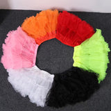 Women Girls Ruffled Short Petticoat Solid White Color Fluffy Bubble Tutu Skirt Puffy Half Slip Prom Crinoline Underskirt