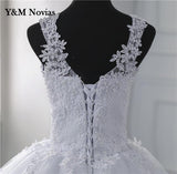 Video Spaghetti Straps White Ivory Tulle Bridal Ball Gown For Wedding Dresses New Luxury Pearls Marriage Customer Made