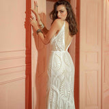 Sexy Lace V Neck Mermaid Wedding Dresses 2023 Spaghetti Straps Sleeveless Bridal Dresses Backless Vestidos De Novia