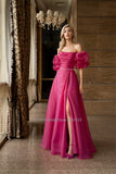 Strapless A-Line Evening Dresses Detachable Puff Sleeves Bridal Gowns Vestidos De Noiva